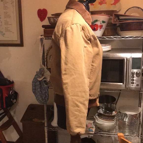 Vintage Red Quilt Lined Tan Carhartt Jacket NO HOOD - Picture 7 of 16